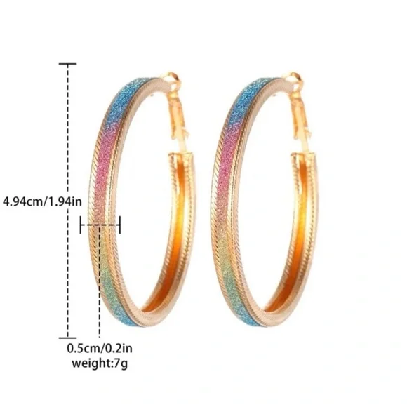 Gold Glitter Ombre Hoop Earrings - Picture 3 of 5